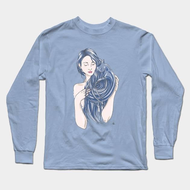 Purrrfect love (blue version) Long Sleeve T-Shirt by lauraargh